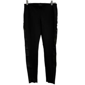 Theory Azray Techno Jersey Leather Side Panel Black Skinny Elastic Pants